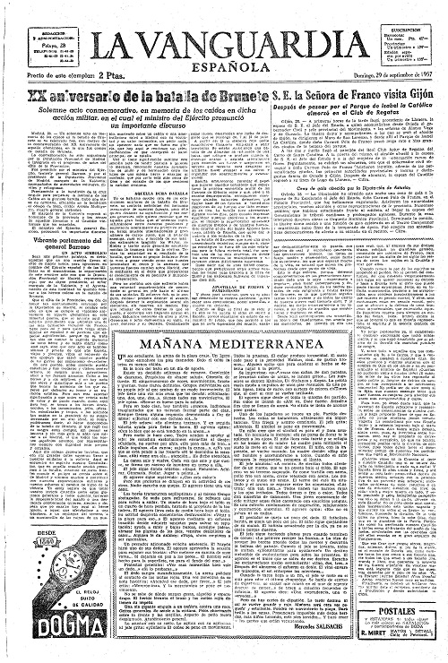 La Vanguardia Española 29 septiembre 1957